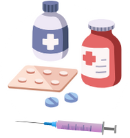 An illustration of various medicines.